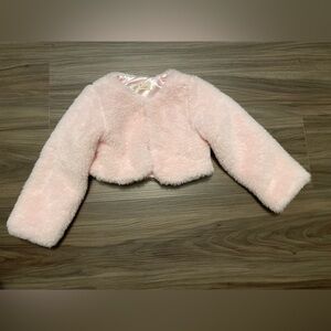 Lilax Girls Soft Pink faux fur long sleeve dress cover up size 4